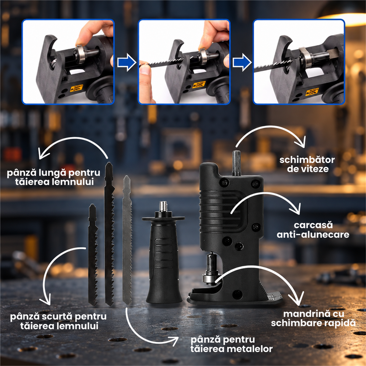 ADAPTOR FIERĂSTRĂU PENTRU BORMAȘINĂ - TAIE LEMN ȘI METAL (SAWDRIVE)