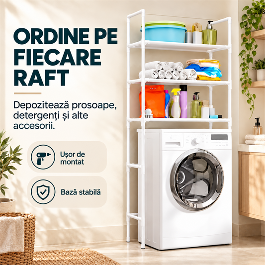 RAFT METALIC CU 3 POLITE - ORDINE ÎN BAIE ȘI SPĂLĂTORIE (RAFT3POLITE)
