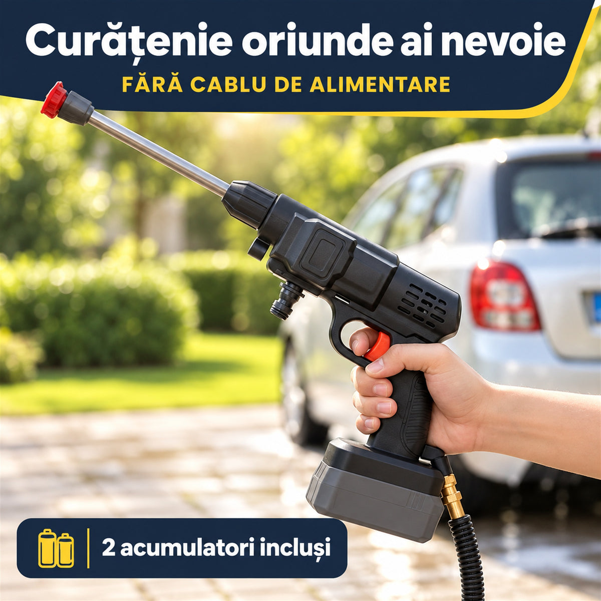 PISTOL DE SPĂLAT CU PRESIUNE, 2 ACUMULATORI - CURĂȚENIE PUTERNICĂ (POWERWASH)