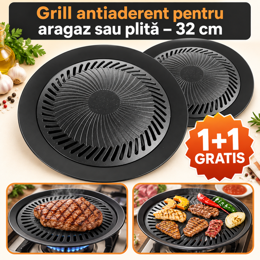 1+1 GRATIS - GRILL ANTIADERENT PENTRU ARAGAZ - GĂTEȘTE INTELIGENT (GRILLPAN)