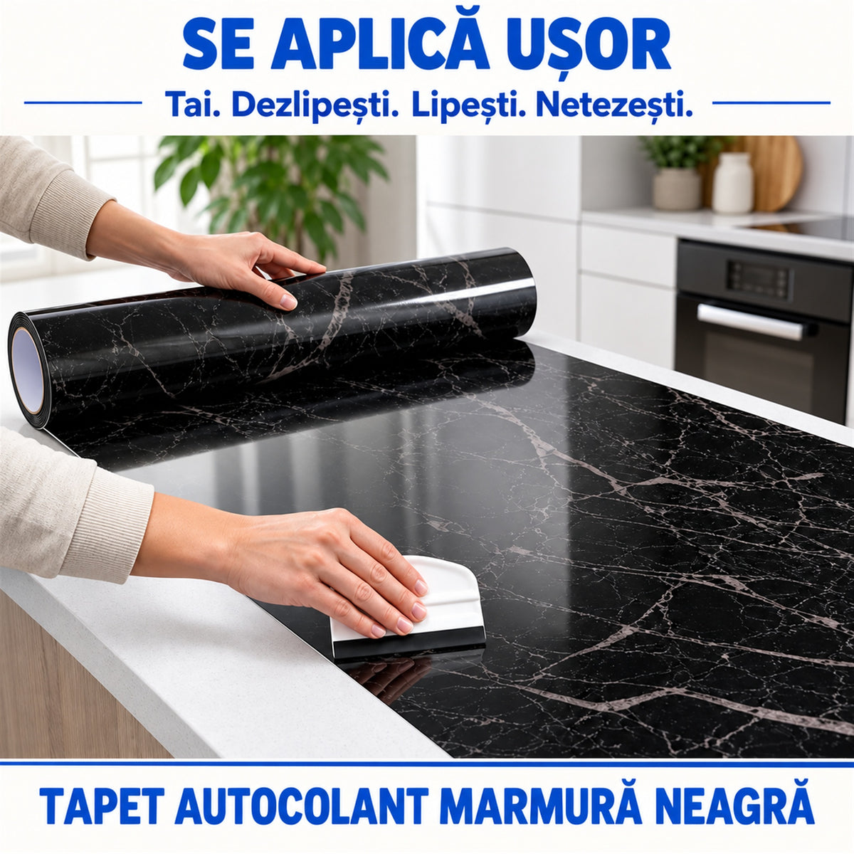 TAPET AUTOCOLANT MARMURĂ NEAGRĂ 60×300CM - MOBILA TA, TRANSFORMATĂ INSTANT (BLACKMARBLE)