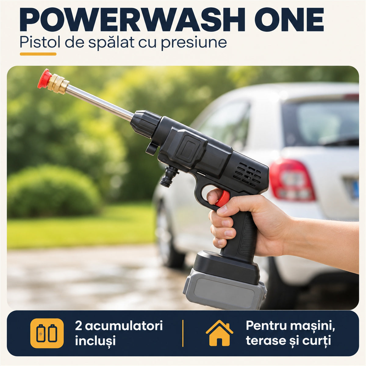PISTOL DE SPĂLAT CU PRESIUNE, 2 ACUMULATORI - CURĂȚENIE PUTERNICĂ (POWERWASH)