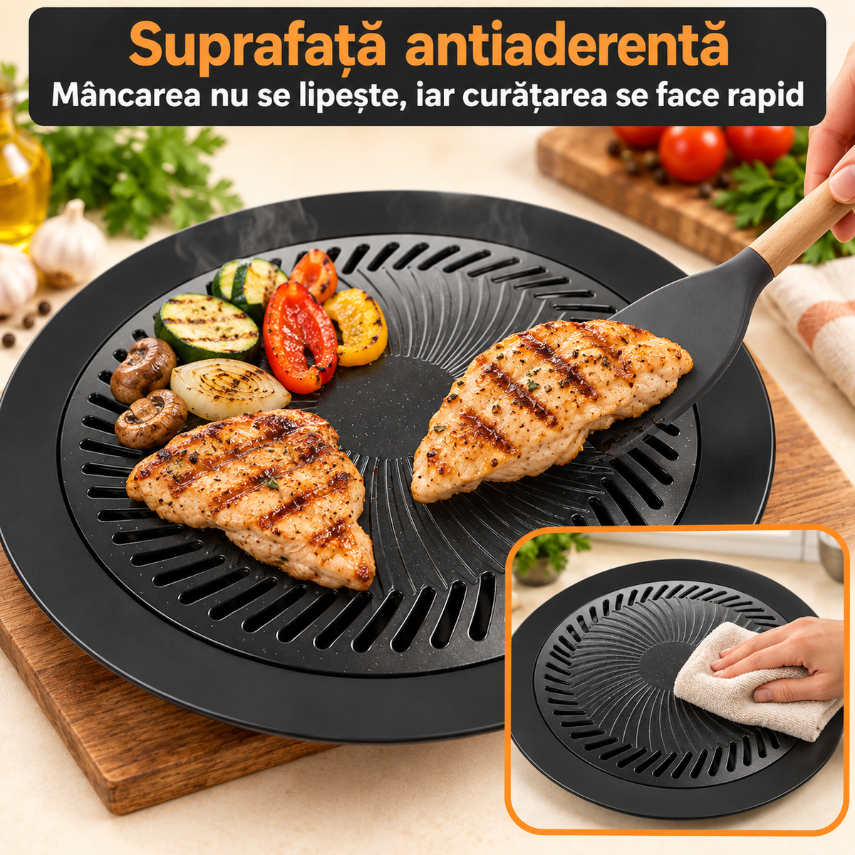1+1 GRATIS - GRILL ANTIADERENT PENTRU ARAGAZ - GĂTEȘTE INTELIGENT (GRILLPAN)