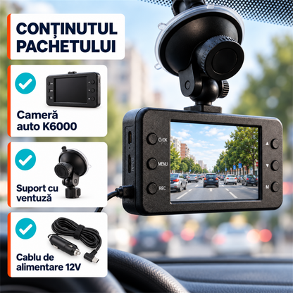 CAMERĂ AUTO HD CU SENZOR DE MIȘCARE - FILMARE ȘI NOAPTEA (K6000)