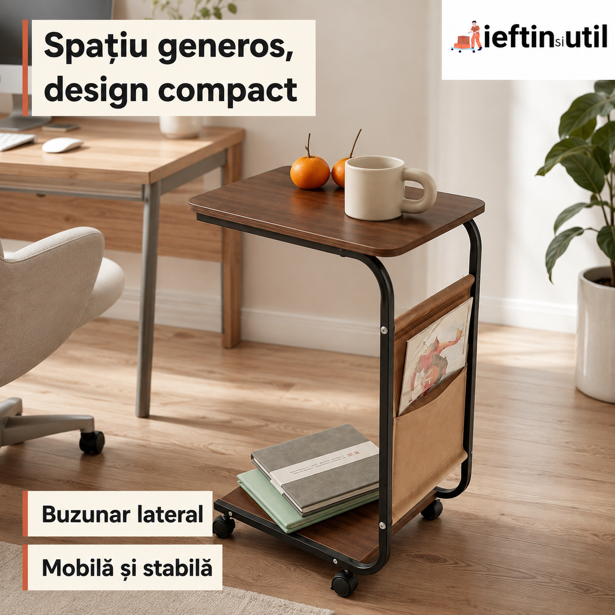 MĂSUȚĂ LATERALĂ CU ROȚI - CONFORT LA ÎNDEMÂNĂ (ROLLCART)