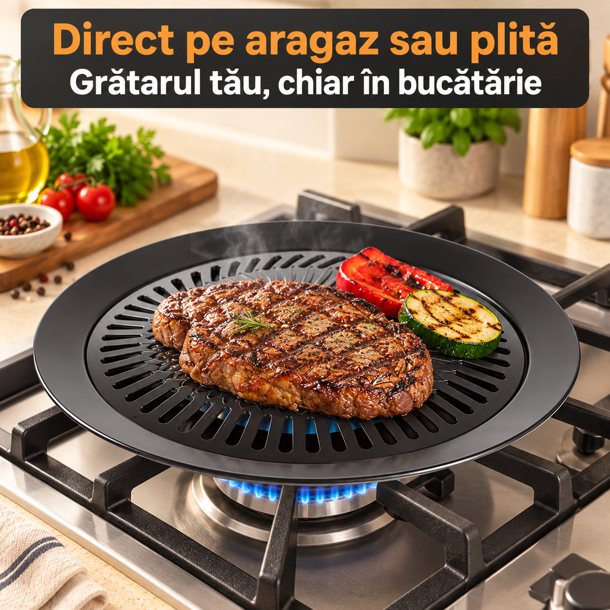 1+1 GRATIS - GRILL ANTIADERENT PENTRU ARAGAZ - GĂTEȘTE INTELIGENT (GRILLPAN)