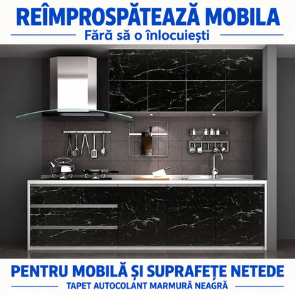 TAPET AUTOCOLANT MARMURĂ NEAGRĂ 60×300CM - MOBILA TA, TRANSFORMATĂ INSTANT (BLACKMARBLE)