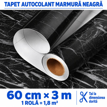 TAPET AUTOCOLANT MARMURĂ NEAGRĂ 60×300CM - MOBILA TA, TRANSFORMATĂ INSTANT (BLACKMARBLE)
