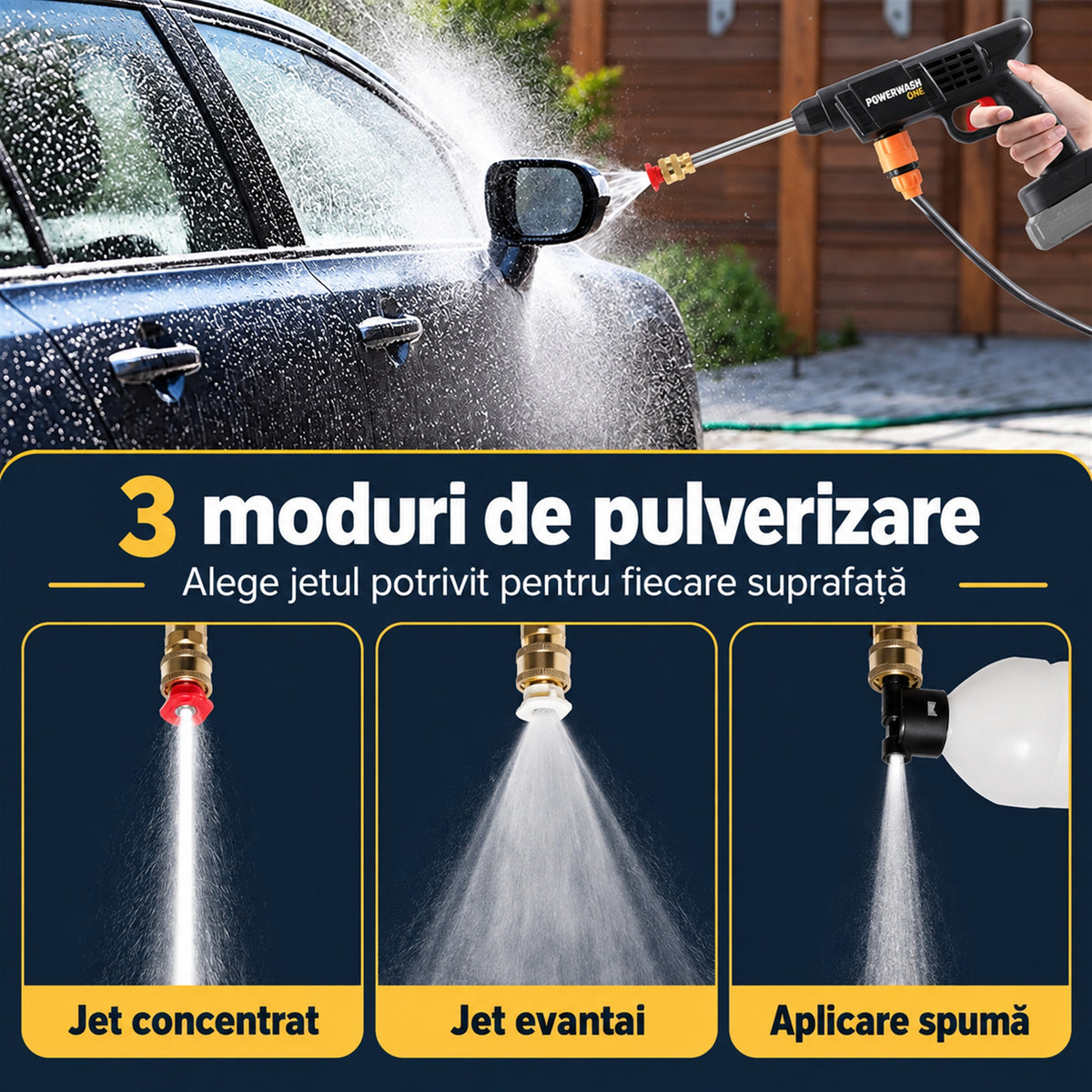 PISTOL DE SPĂLAT CU PRESIUNE, 2 ACUMULATORI - CURĂȚENIE PUTERNICĂ (POWERWASH)