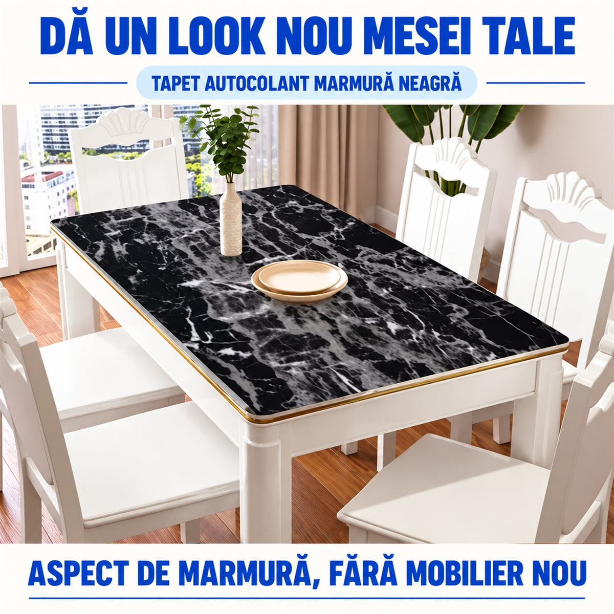 TAPET AUTOCOLANT MARMURĂ NEAGRĂ 60×300CM - MOBILA TA, TRANSFORMATĂ INSTANT (BLACKMARBLE)