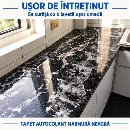 TAPET AUTOCOLANT MARMURĂ NEAGRĂ 60×300CM - MOBILA TA, TRANSFORMATĂ INSTANT (BLACKMARBLE)