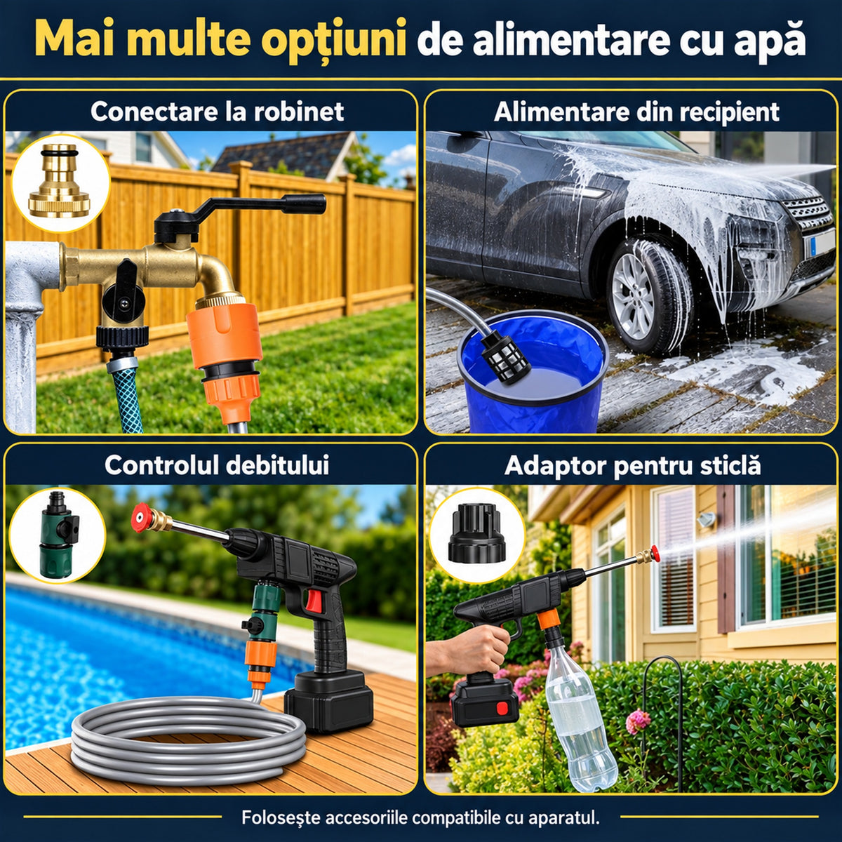 PISTOL DE SPĂLAT CU PRESIUNE, 2 ACUMULATORI - CURĂȚENIE PUTERNICĂ (POWERWASH)