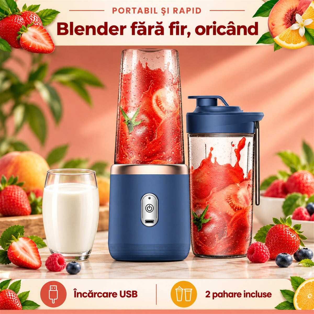 MINI BLENDER PORTABIL USB - SMOOTHIE ORIUNDE (SMOOTHIEGO)