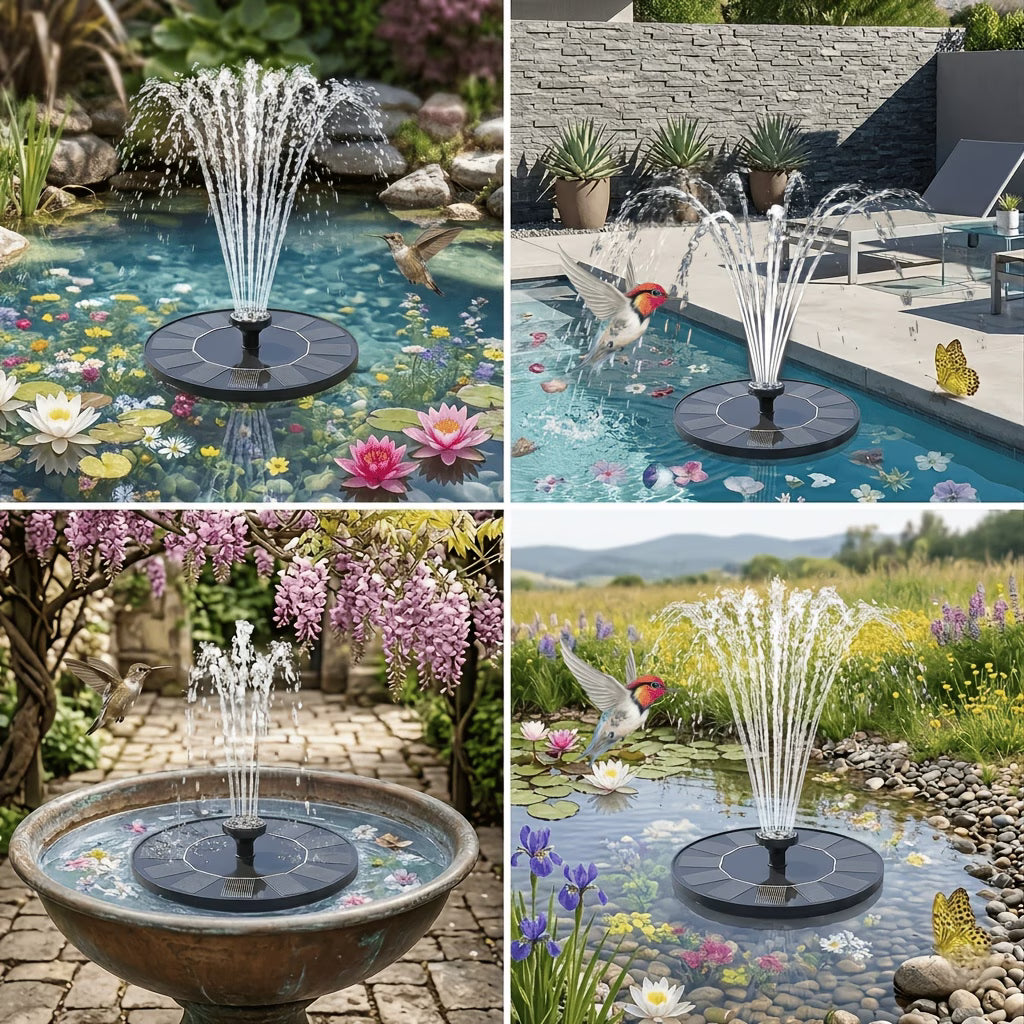 SUNFOUNTAIN – Fântână solară plutitoare – Spectacol de apă în grădină, iaz sau piscină