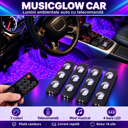 LUMINI LED AUTO 7 CULORI CU CONTROL MUZICAL - AMBIANȚĂ ÎN MAȘINĂ (MUSICGLOW)