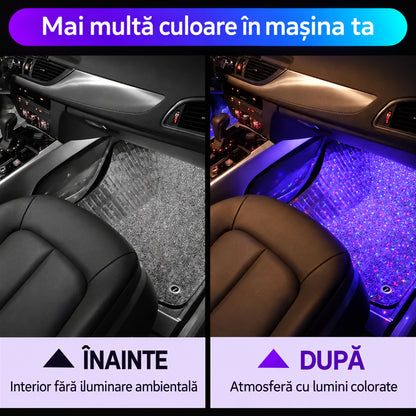 LUMINI LED AUTO 7 CULORI CU CONTROL MUZICAL - AMBIANȚĂ ÎN MAȘINĂ (MUSICGLOW)