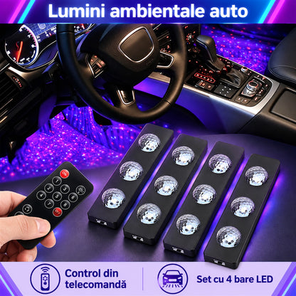 LUMINI LED AUTO 7 CULORI CU CONTROL MUZICAL - AMBIANȚĂ ÎN MAȘINĂ (MUSICGLOW)