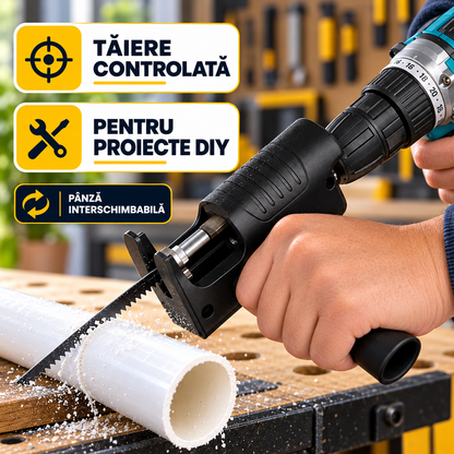 ADAPTOR FIERĂSTRĂU PENTRU BORMAȘINĂ - TAIE LEMN ȘI METAL (SAWDRIVE)