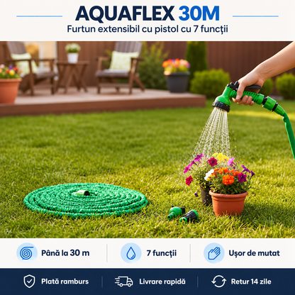 FURTUN EXTENSIBIL 30M CU PISTOL - UDARE UȘOARĂ (AQUAFLEX)
