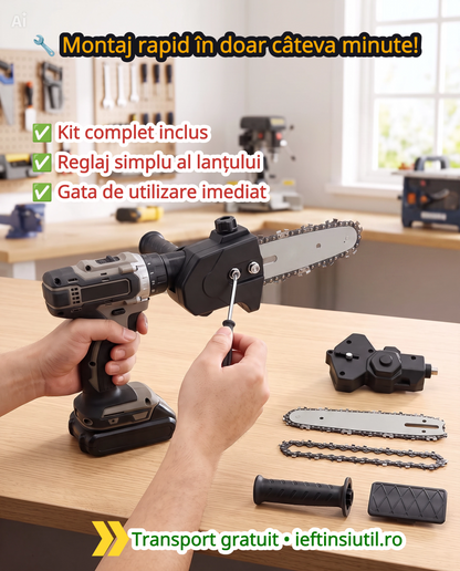 ADAPTOR MINI DRUJBĂ PENTRU BORMAȘINĂ - TAIE LEMN CA UN PROFESIONIST (SAWDRIVE MINI)