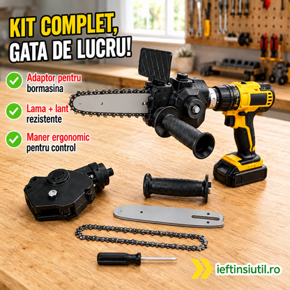 ADAPTOR MINI DRUJBĂ PENTRU BORMAȘINĂ - TAIE LEMN CA UN PROFESIONIST (SAWDRIVE MINI)