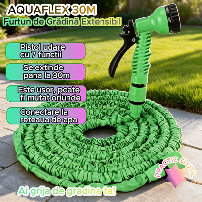 FURTUN EXTENSIBIL 30M CU PISTOL - UDARE UȘOARĂ (AQUAFLEX)