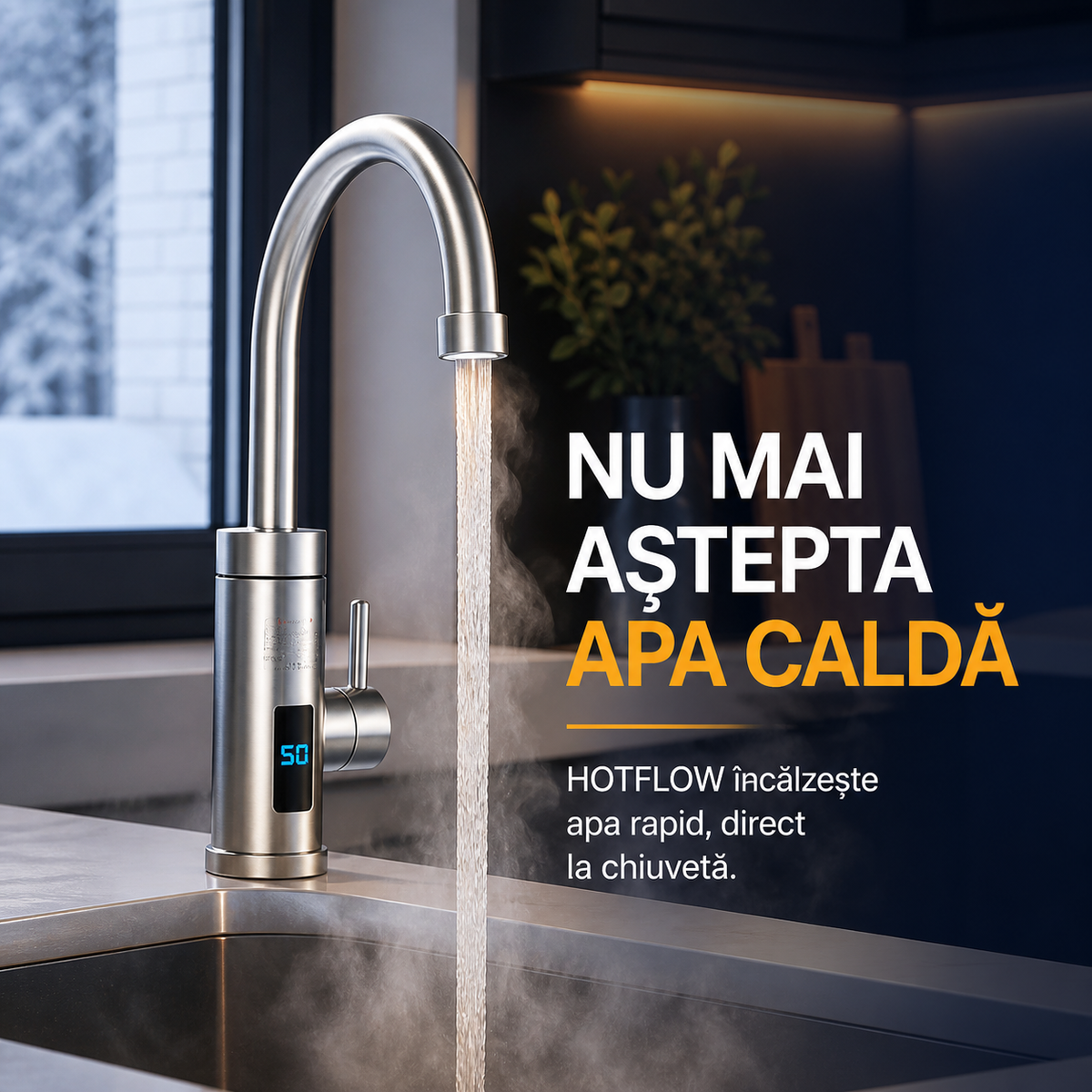 ROBINET ELECTRIC CU ÎNCĂLZIRE INSTANT - APĂ CALDĂ ÎN 3 SECUNDE (HOTFLOW TAP)