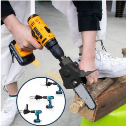 SAWDRIVE MINI – Adaptor mini drujbă pentru bormașină – Taie lemn ca un profesionist, fără drujbă scumpă!