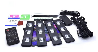 MUSICGLOW CAR – Lumini LED Ambientale Auto cu 7 Culori, Control Muzical și Telecomandă