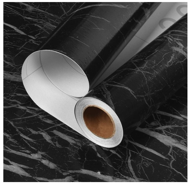 BLACKMARBLE – Tapet autocolant marmură negru – Transformă-ți mobila într-o clipă, fără renovare (60×300 cm)