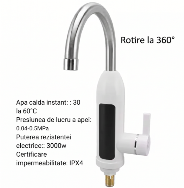 HOTFLOW TAP – Robinet electric cu încălzire instantanee – Apă caldă în 3 secunde, cu afișaj digital