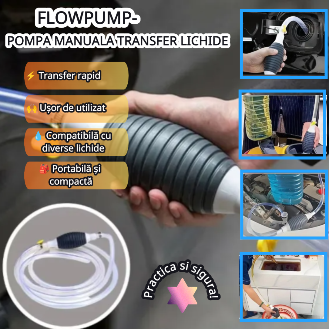 POMPĂ MANUALĂ LICHIDE - TRANSFER RAPID, FĂRĂ EFORT (FLOWPUMP)