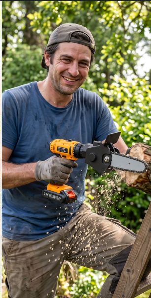 SAWDRIVE MINI – Adaptor mini drujbă pentru bormașină – Taie lemn ca un profesionist, fără drujbă scumpă!