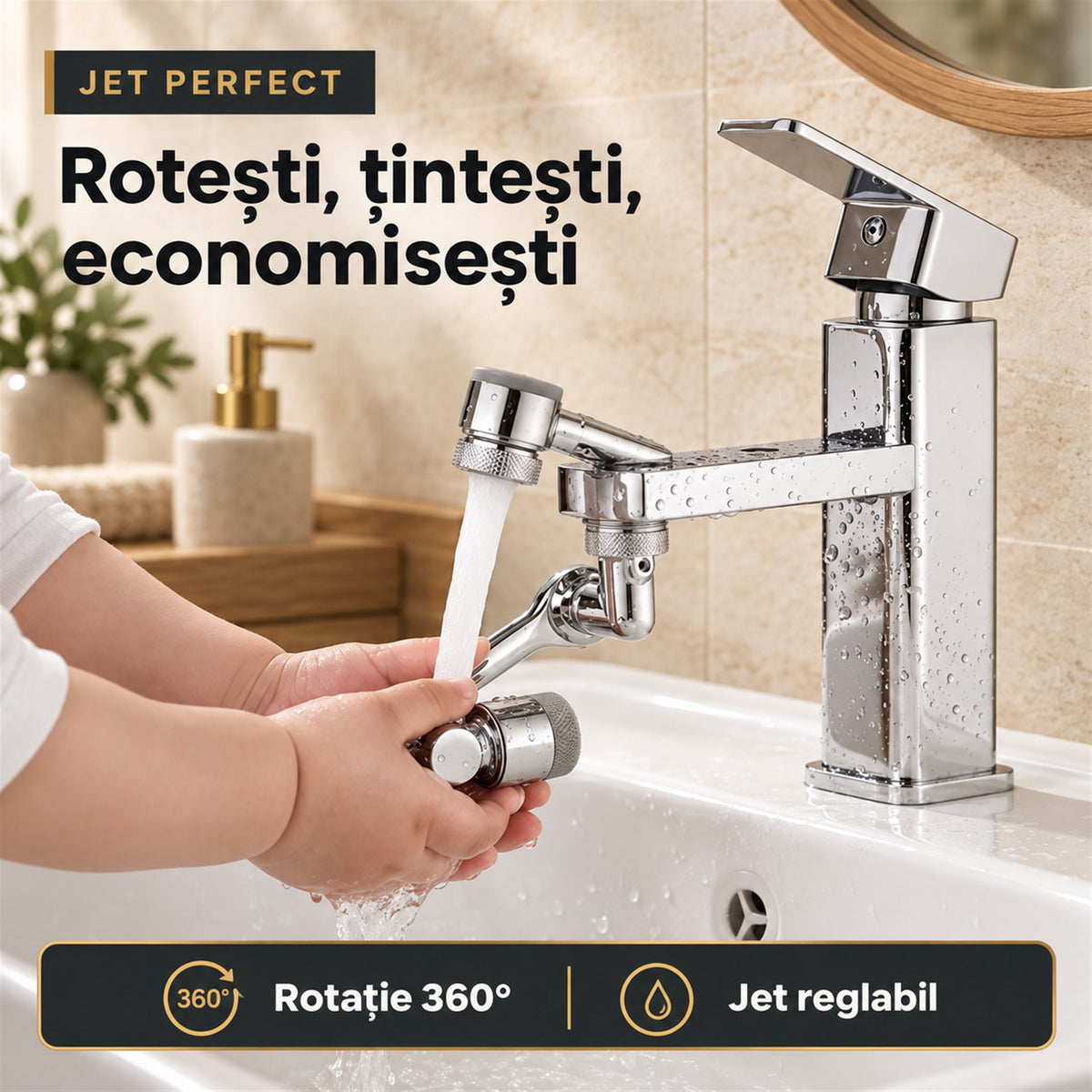 EXTENSIE ROBINET 360° - ECONOMISEȘTE APĂ INSTANT (AQUA3D FLEX)