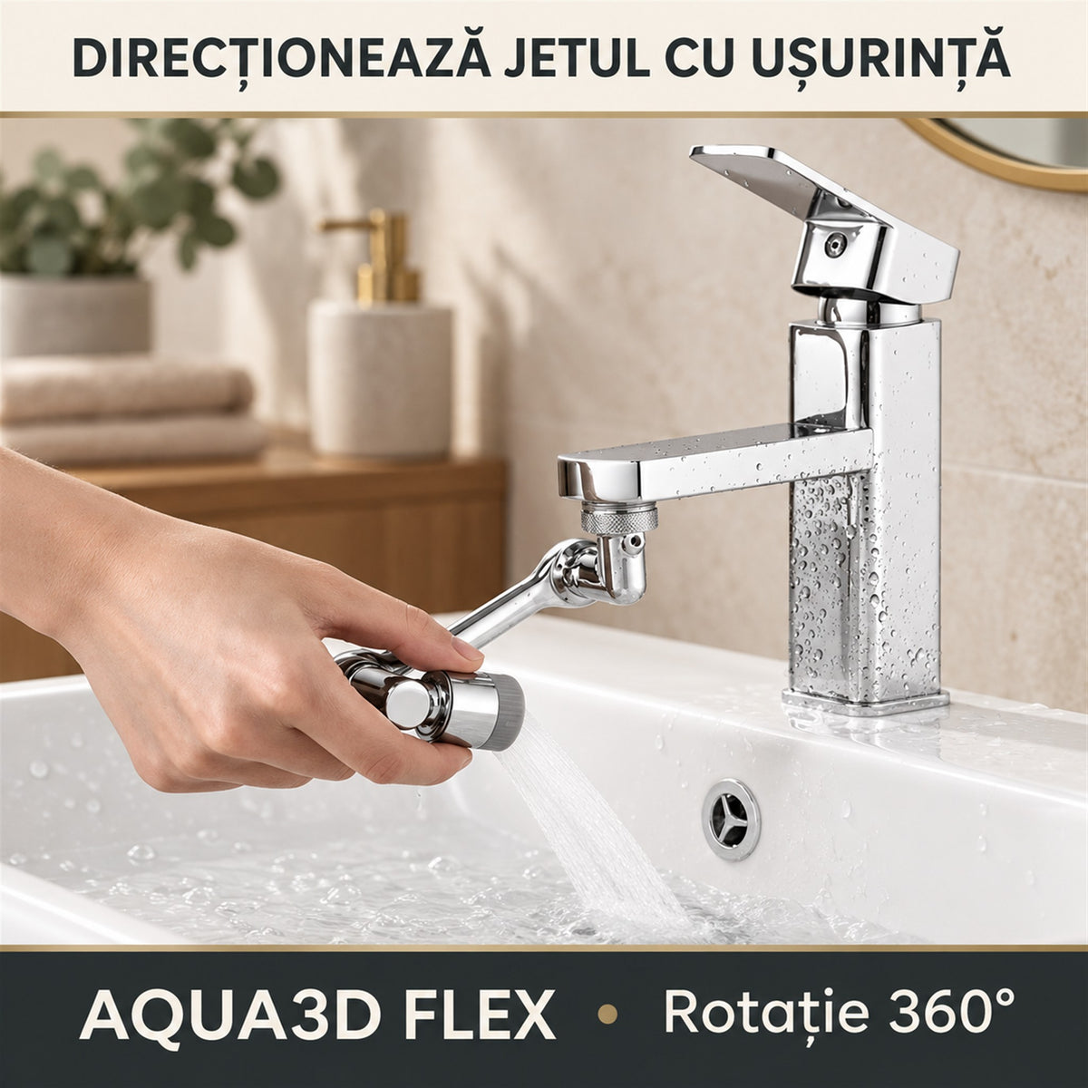 EXTENSIE ROBINET 360° - ECONOMISEȘTE APĂ INSTANT (AQUA3D FLEX)