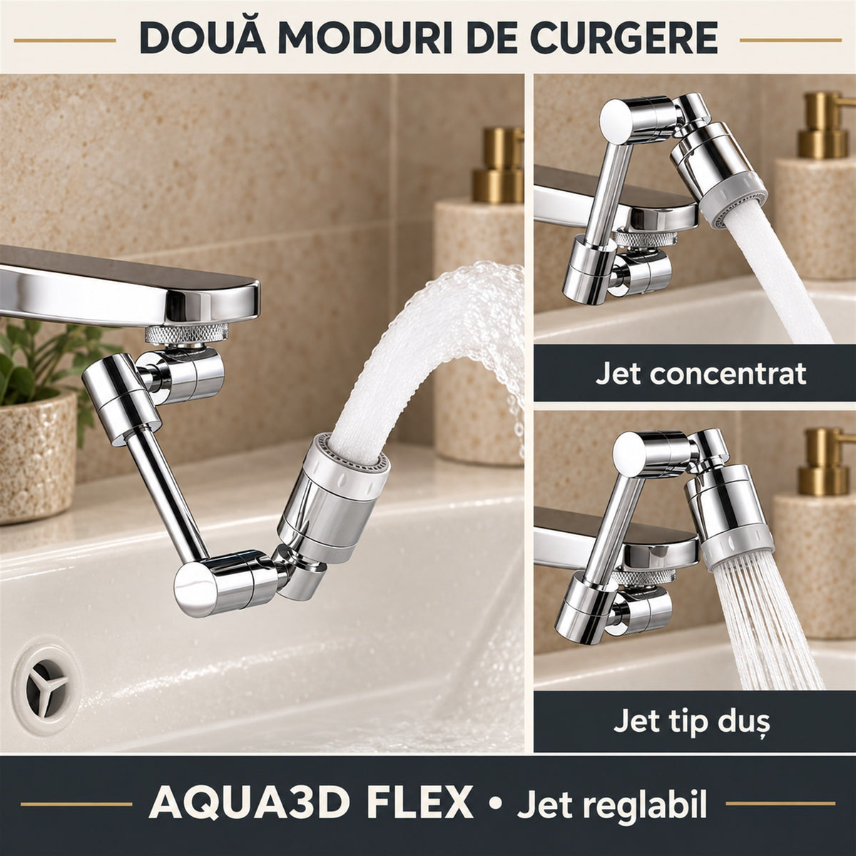 EXTENSIE ROBINET 360° - ECONOMISEȘTE APĂ INSTANT (AQUA3D FLEX)