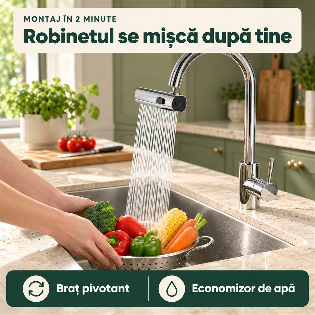 ADAPTOR ROBINET CU BRAȚ PIVOTANT - ECONOMISEȘTE APĂ (AQUASWING)