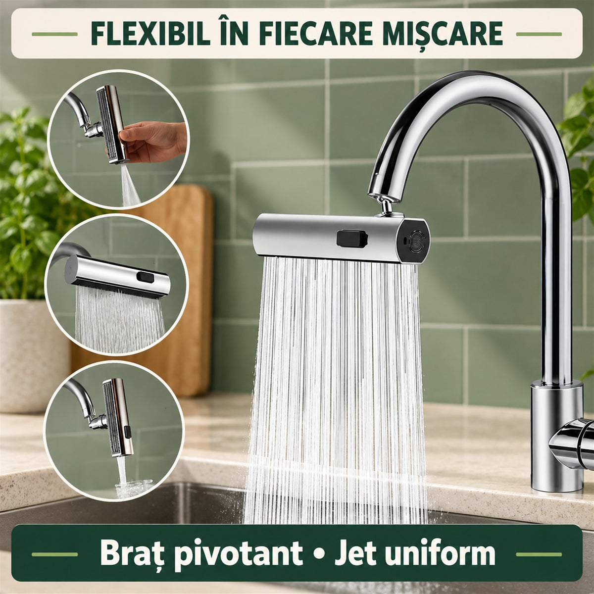 ADAPTOR ROBINET CU BRAȚ PIVOTANT - ECONOMISEȘTE APĂ (AQUASWING)