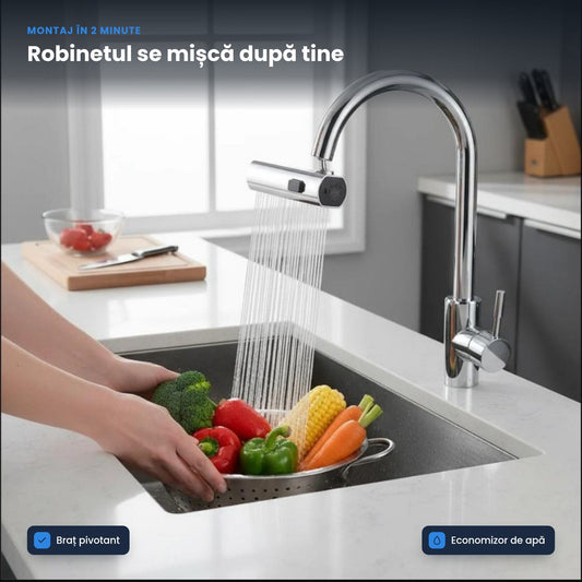 AQUASWING – Adaptor Universal pentru Robinet cu Braț Pivotant și Economizor de Apă