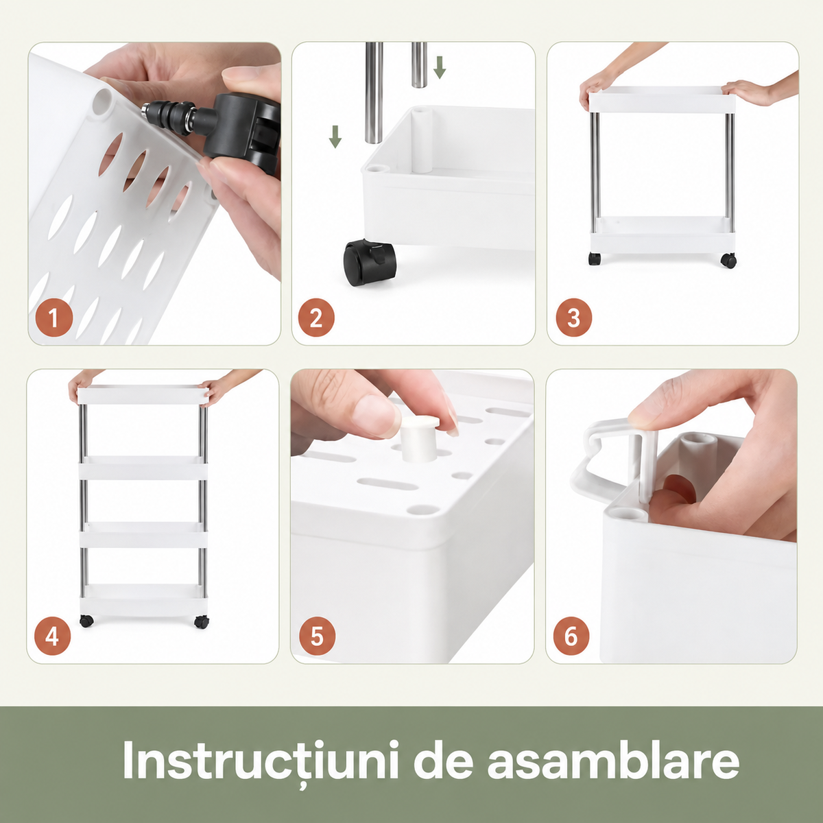 ETAJERĂ CU 4 RAFTURI ȘI ROȚI - SPAȚIU ÎN ORICE CAMERĂ (SLIMROLL)
