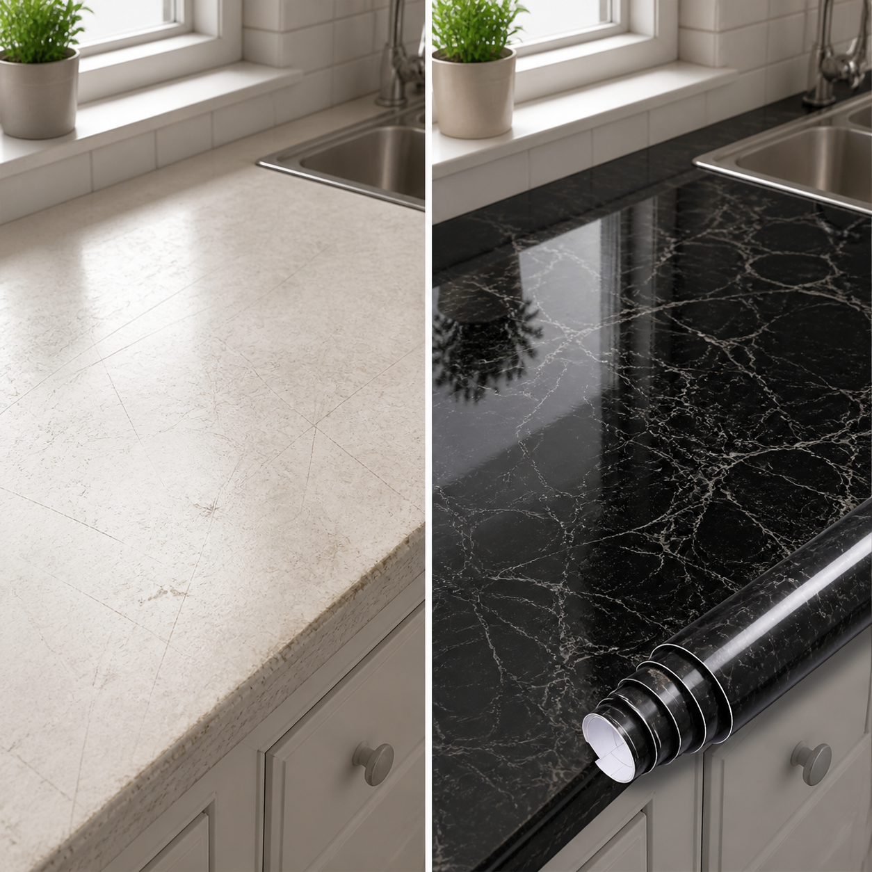 BLACKMARBLE – Tapet autocolant marmură negru – Transformă-ți mobila într-o clipă, fără renovare (60×300 cm)