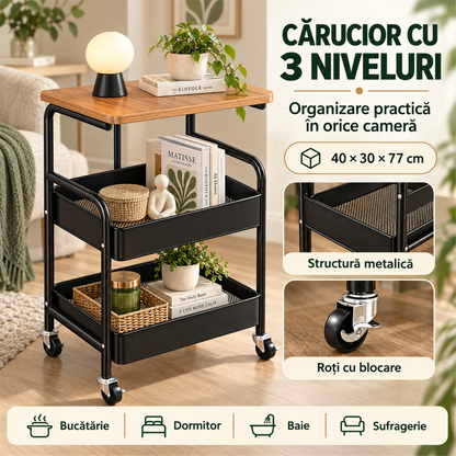 CĂRUCIOR METALIC CU 3 NIVELE - ORDINE PERFECTĂ ORIUNDE (CARTROLL)