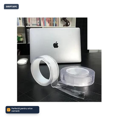 GRIPTAPE – Bandă magică dublu adezivă silicon transparent 1+1 GRATIS – Lipește totul, nu se vede nimic (Ivy Grip 3m)