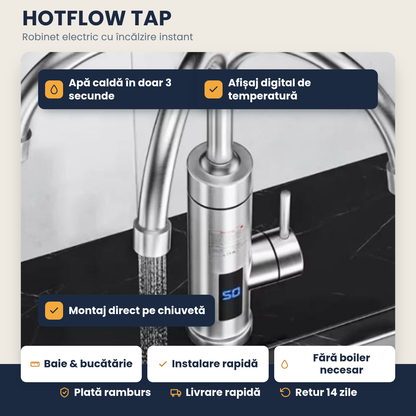 HOTFLOW TAP – Robinet electric cu încălzire instantanee – Apă caldă în 3 secunde, cu afișaj digital