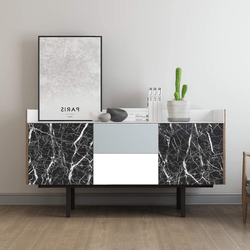 BLACKMARBLE – Tapet autocolant marmură negru – Transformă-ți mobila într-o clipă, fără renovare (60×300 cm)