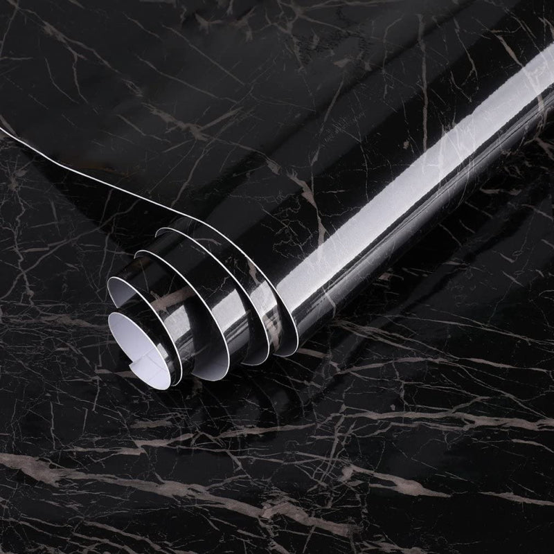 BLACKMARBLE – Tapet autocolant marmură negru – Transformă-ți mobila într-o clipă, fără renovare (60×300 cm)