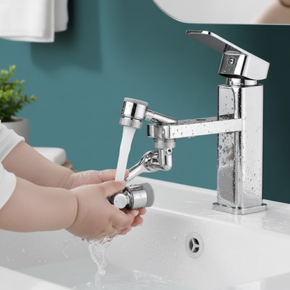 AQUA3D FLEX – Extensie Metalică Rotativă pentru Robinet, Jet Reglabil și Economie de Apă