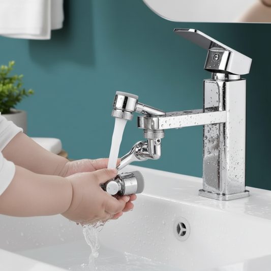 AQUA3D FLEX – Extensie Metalică Rotativă pentru Robinet, Jet Reglabil și Economie de Apă