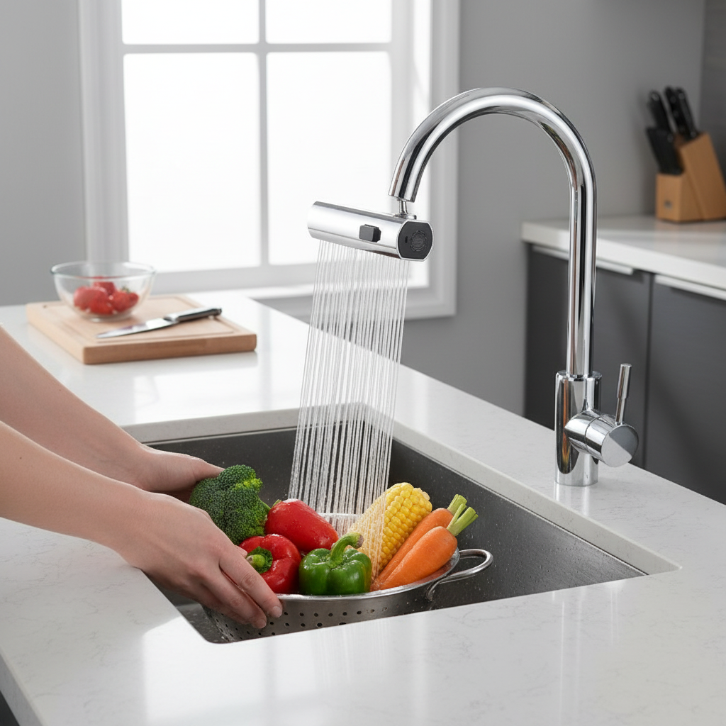 AQUASWING – Adaptor Universal pentru Robinet cu Braț Pivotant și Economizor de Apă