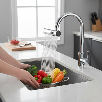 AQUASWING – Adaptor Universal pentru Robinet cu Braț Pivotant și Economizor de Apă